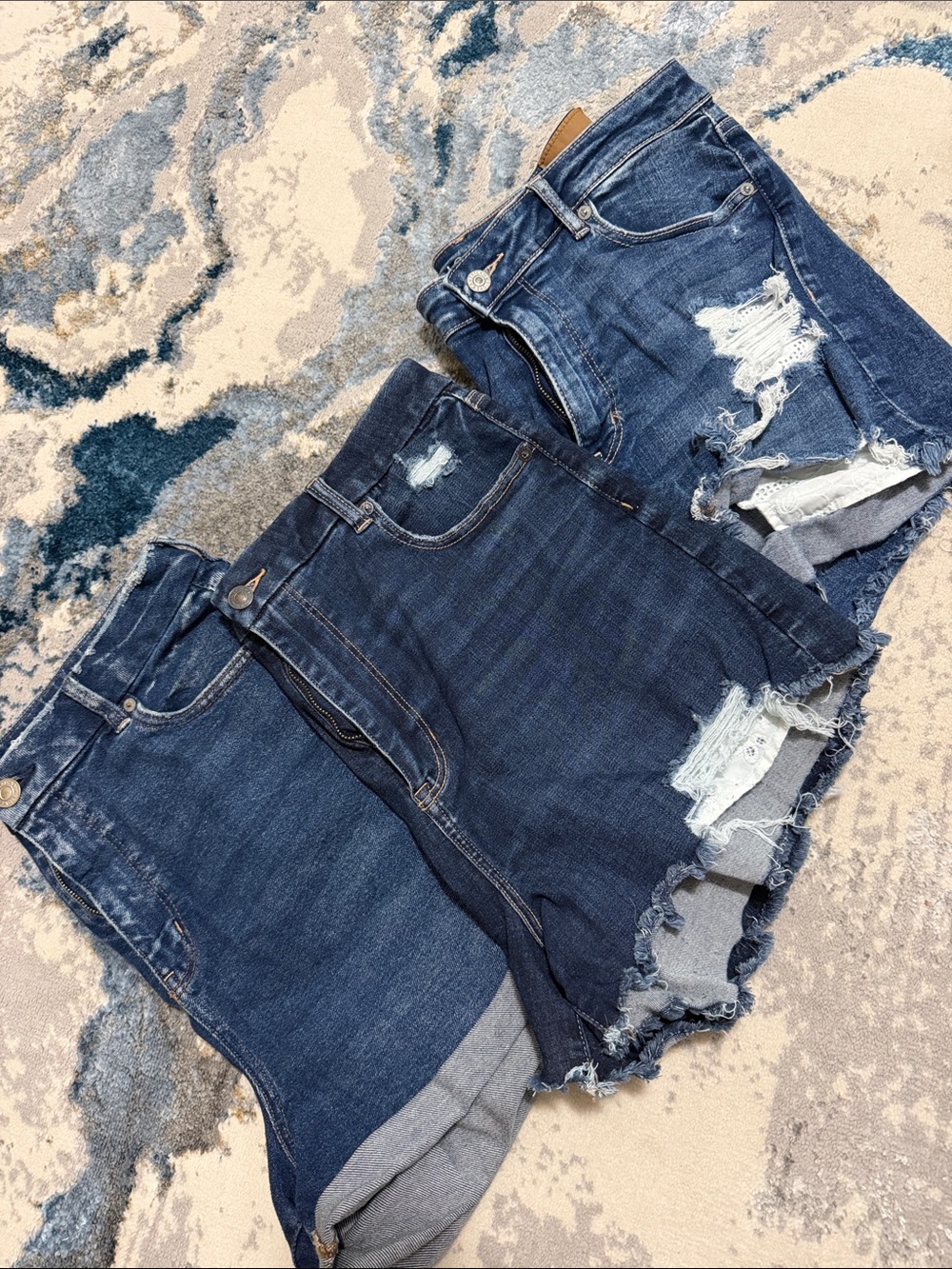 American Eagle Outfitters Dark Blue Distressed Jean Shorts - 3 Pairs